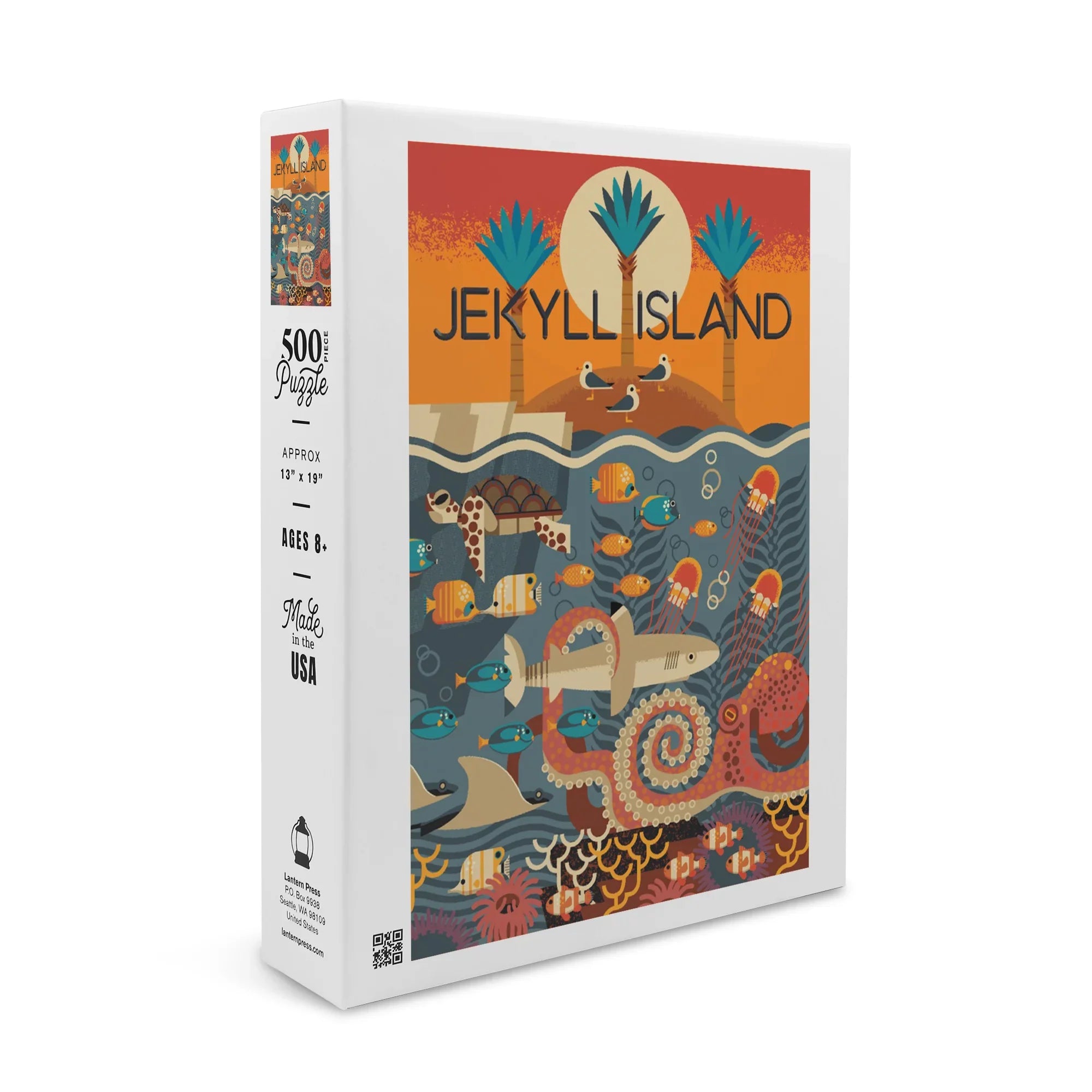 Jekyll Island, Georgia, Textured Geometric (19x27 inches, Premium 500 Piece Jigsaw Puzzle for Adults and Family, Made in USA)