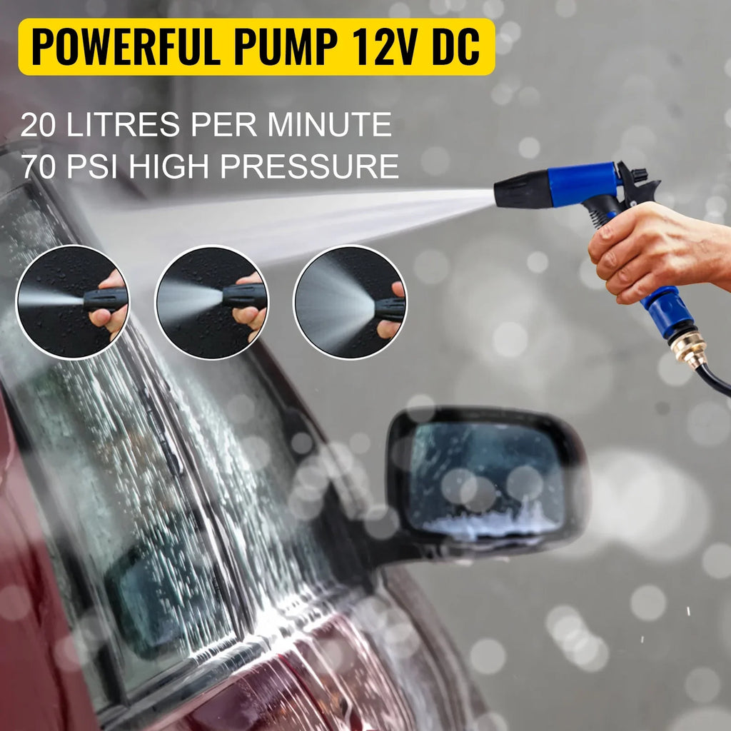 BENTISM RV Water Pump 5.3 GPM 5.5 Gallons Per Minute 12V Water Pump Automatic 70 PSI Diaphragm Pump with 25 Foot Coiled Hose Washdown Pumps for Vessel Caravan Rv Marine Yacht