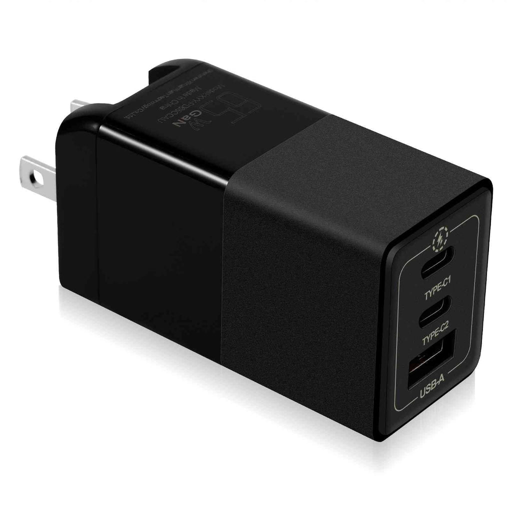 UrbanX 65W Fast Travel Charger with 3 Ports - USB & Dual USB-C - High-Speed Charging Suitable with Coolpad Cool S1, iPhone, Samsung Galaxy, Google Pixel, MacBook, Steam Deck, Laptops & Phones