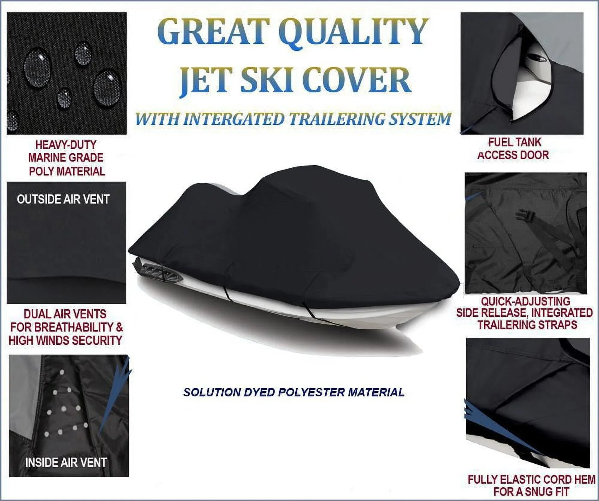 BLACK PWC 600D JET SKI Shield Matching for Polaris SL 780 1996 1997 1-2 Seater