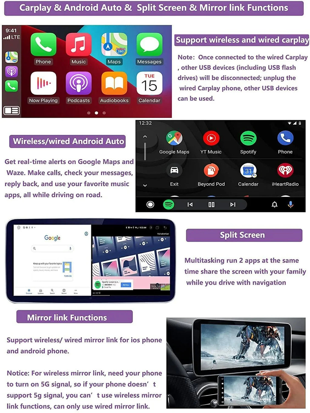 Road Top Android 12 Car Stereo 10.25" Car Touch Screen for Mercedes Benz B Class W246 2013-2015 Year Car with NTG4.5/4.7, 6GB+128GB Support Wireless Carplay & Android Auto & Mirrorlink