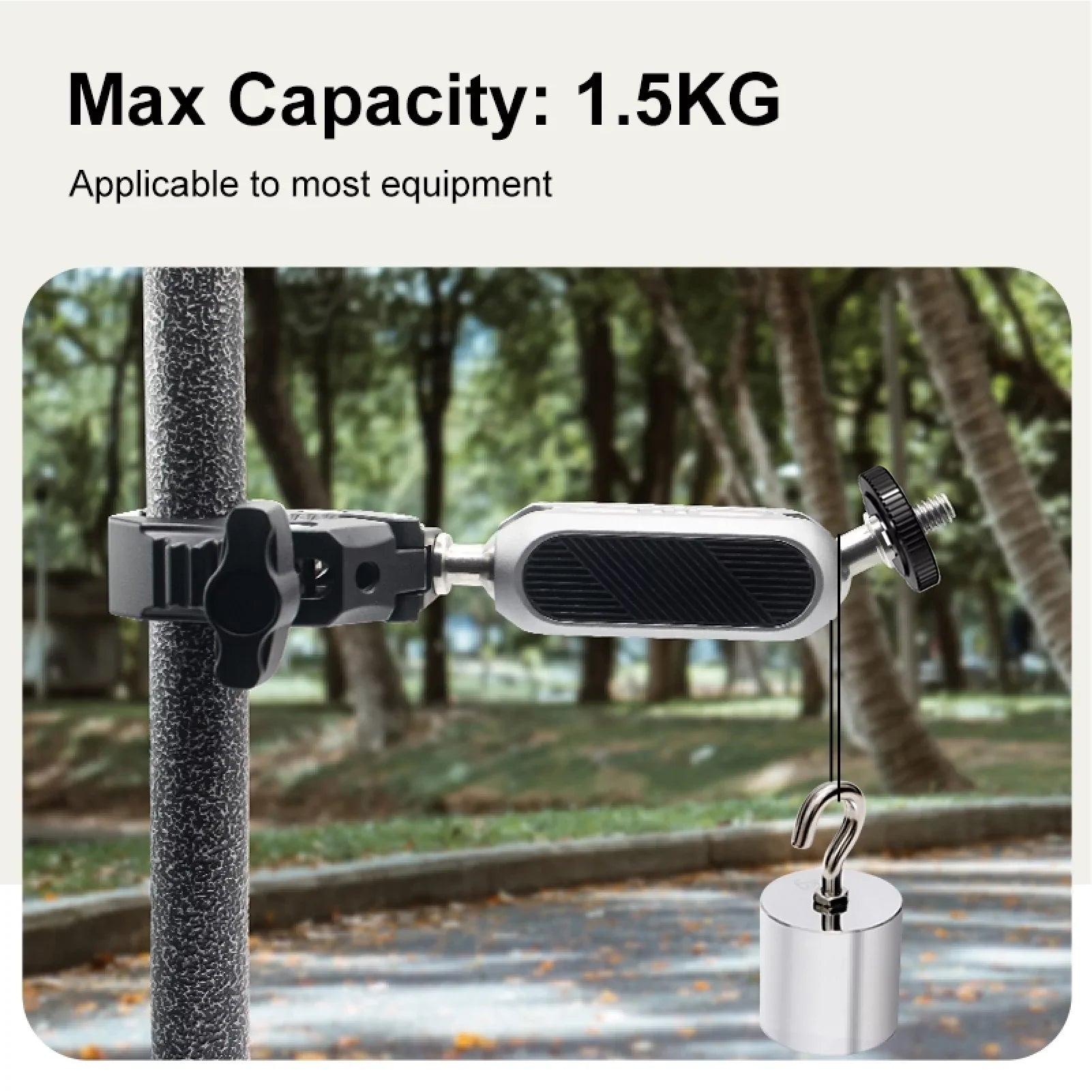 Aluminum Alloy Camera Mount Clamp - Bicycle Handlebar Adapter, 1.5kg Load Capacity, Dual Rotatable Ball Head, Adapter, Matching with AKASO, DJI, Hero 11/10/9/8/7, Insta360