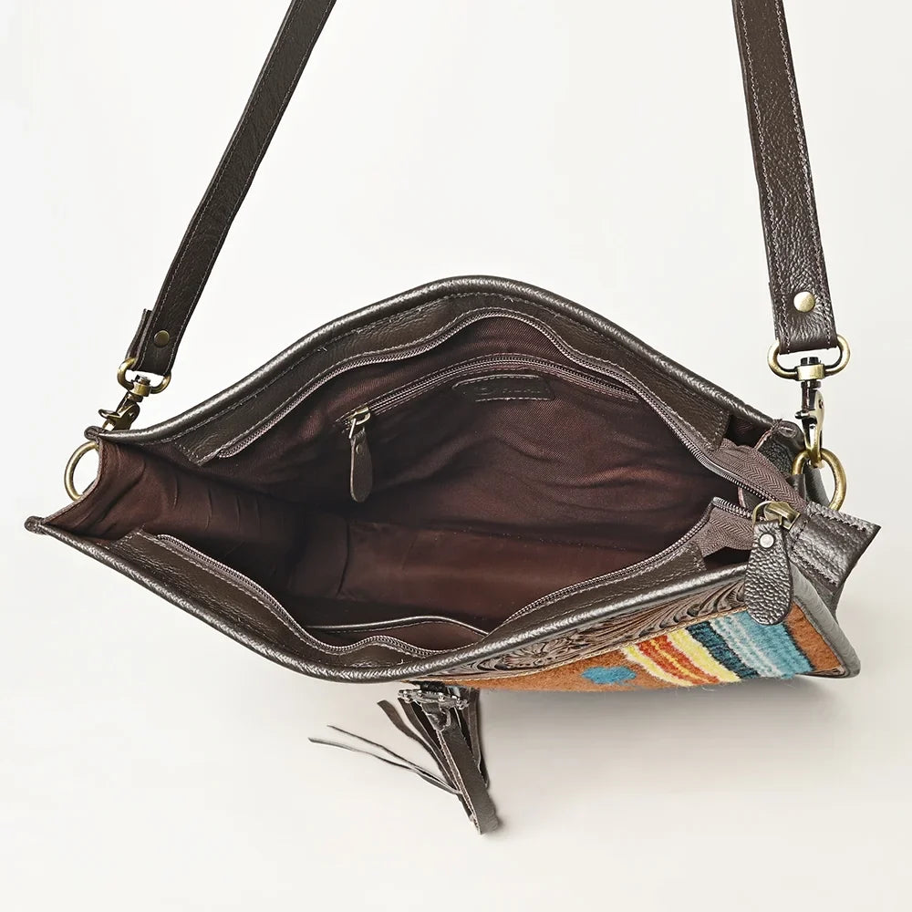 OH OHLAY OHA115 HOBO Hand Tooled Upcycled Wool Genuine Leather women bag western handbag purse